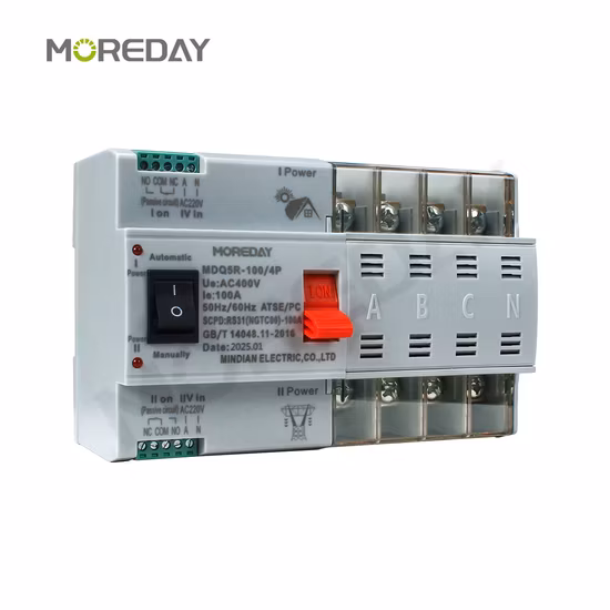 Moreday 2p 4p ATS 63A 100A 125A Generatore ATS Controller Interruttore di trasferimento automatico Doppio interruttore di commutazione di alimentazione Classe PC